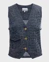 Ganni Fluffy Distressed Organic Denim Vest In Rinse