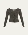 Ganni Sparkly Knit Tie-front Blouse In Multicolour