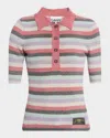 Ganni Womens Multicolour Sparkle-rib Short-sleeve Knitted Polo Shirt In Multicolour