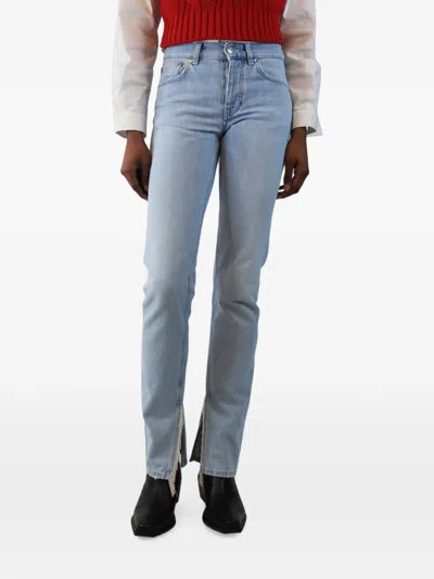 Pre-owned Ganni Split-hem Jeans In Blue