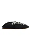 Ganni Sporty Nylon Ballerina Sneakers Lace Up In Black
