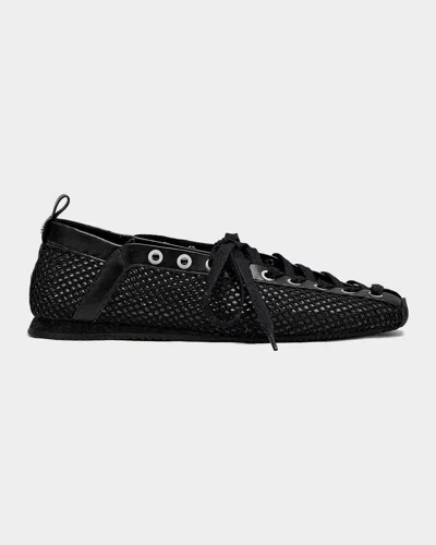 Ganni Sporty Ballerina Mesh Flats In Black