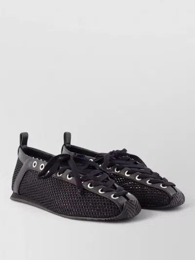 Ganni Sporty Ballerinas Synthetic Mesh Sneakers In Black