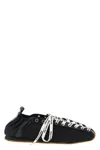 Ganni Sporty Nylon Ballerina Sneakers Lace Up In Black