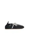 Ganni Sporty Nylon Ballerina Sneakers Lace Up In Black