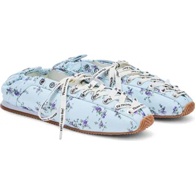 Ganni Lace Up Sporty Ballerina Flats Iced Aqua In Blue