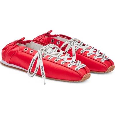 Ganni Sporty Lace-up Ballerina Flat In Red