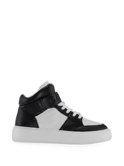 Ganni Sporty Logo-strap High-top Sneakers In Black