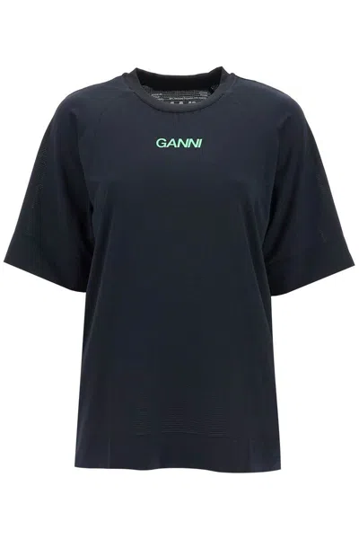 Ganni Sporty Mesh T-shirt For In Black