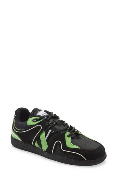 Ganni Sporty Mix Retro Sneaker In Black/green