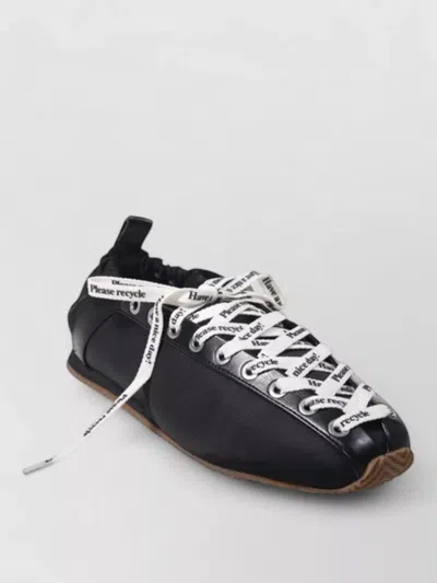 Ganni Sporty Nylon Ballerina Sneakers Lace Up In Black
