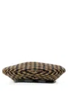 Ganni Checkered Wool Beret Featuring Buckle Detail