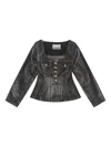 Ganni Peplum Waist Denim Cotton Blazer Jacket