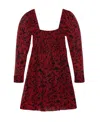 Ganni Square-neck Georgette Minidress In Red
