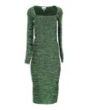 Ganni Ribbed-knit Midi Dress In Green