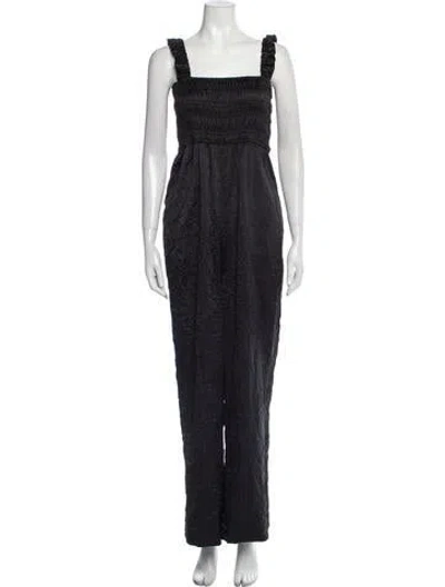 Pre-owned Ganni Square Neckline Jumpsuit In Black