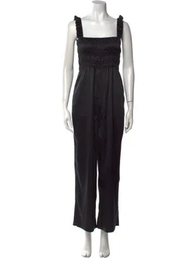 Pre-owned Ganni Square Neckline Jumpsuit In Black