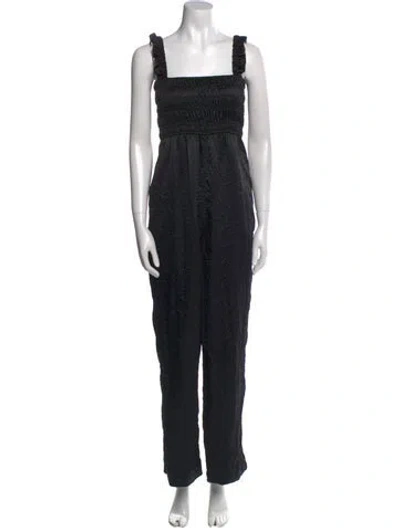 Pre-owned Ganni Square Neckline Jumpsuit In Black