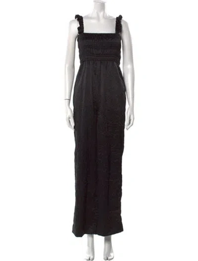 Pre-owned Ganni Square Neckline Jumpsuit In Black