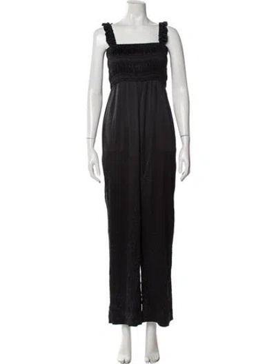 Pre-owned Ganni Square Neckline Jumpsuit In Black