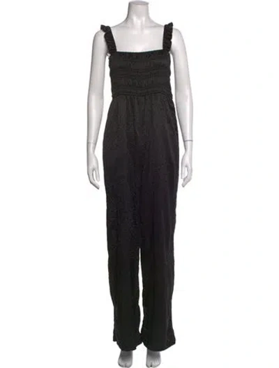 Pre-owned Ganni Square Neckline Jumpsuit In Black