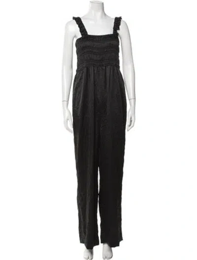 Pre-owned Ganni Square Neckline Jumpsuit In Black