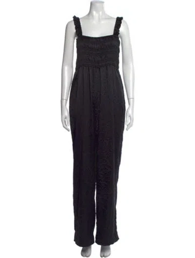 Pre-owned Ganni Square Neckline Jumpsuit In Black
