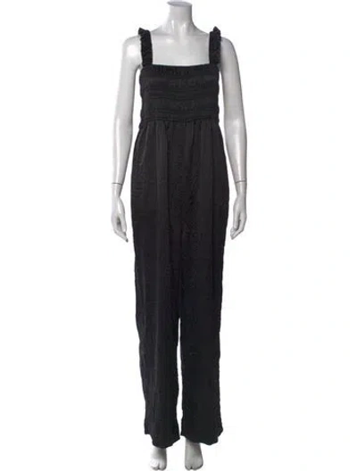 Pre-owned Ganni Square Neckline Jumpsuit In Black