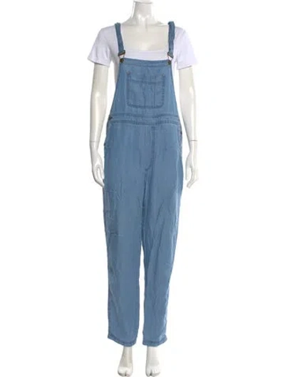 Pre-owned Ganni Square Neckline Jumpsuit In Blue