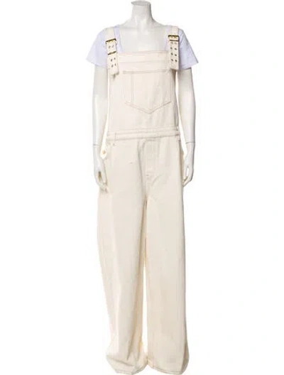 Pre-owned Ganni Square Neckline Jumpsuit In White