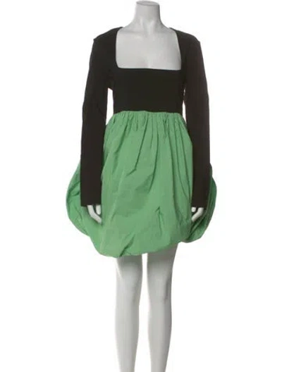 Pre-owned Ganni Square Neckline Knee-length Dress In Multi