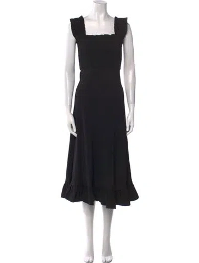 Pre-owned Ganni Square Neckline Long Dress In Black