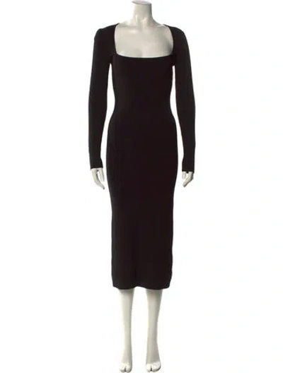 Pre-owned Ganni Square Neckline Long Dress In Black