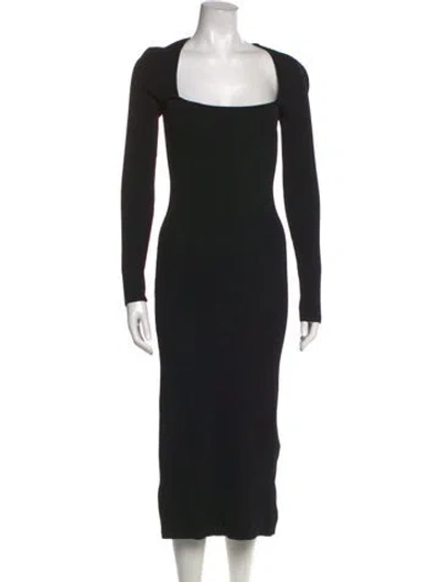 Pre-owned Ganni Square Neckline Long Dress In Black