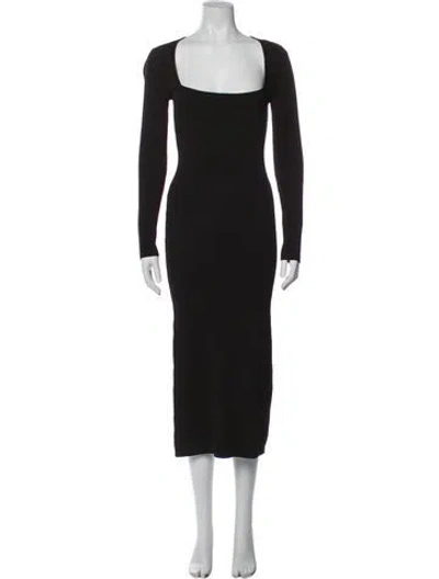 Pre-owned Ganni Square Neckline Long Dress In Black