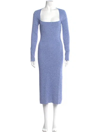 Pre-owned Ganni Square Neckline Long Dress In Blue