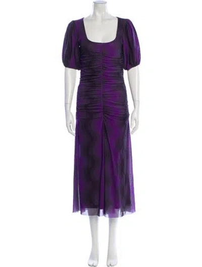 Pre-owned Ganni Square Neckline Long Dress In Multi