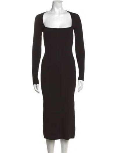 Pre-owned Ganni Square Neckline Midi Length Dress In Black