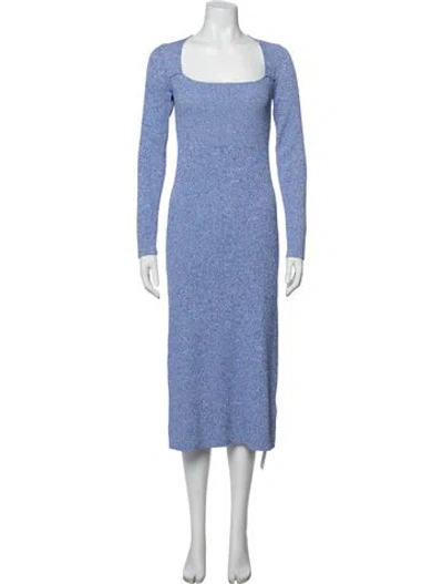 Pre-owned Ganni Square Neckline Midi Length Dress In Blue