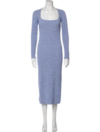 Pre-owned Ganni Square Neckline Midi Length Dress In Blue