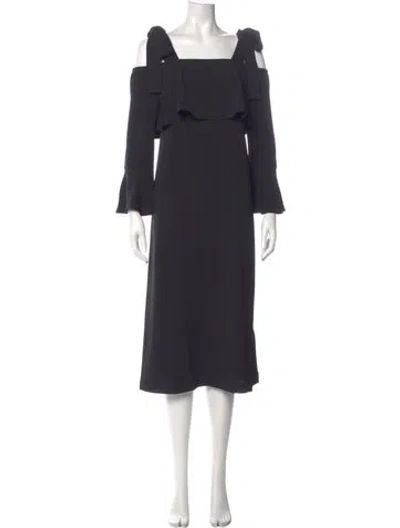 Pre-owned Ganni Square Neckline Midi Length Dress W/ Tags In Gray