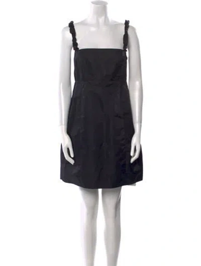Pre-owned Ganni Square Neckline Mini Dress In Black