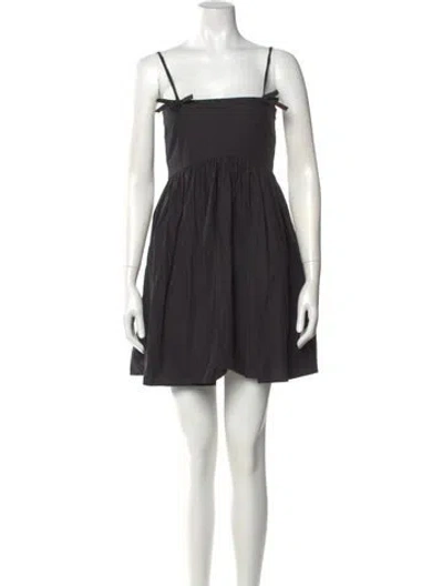 Pre-owned Ganni Square Neckline Mini Dress In Black