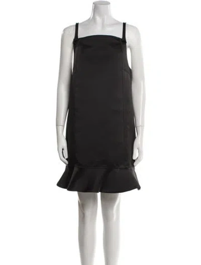 Pre-owned Ganni Square Neckline Mini Dress In Black