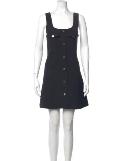 Pre-owned Ganni Square Neckline Mini Dress In Blue