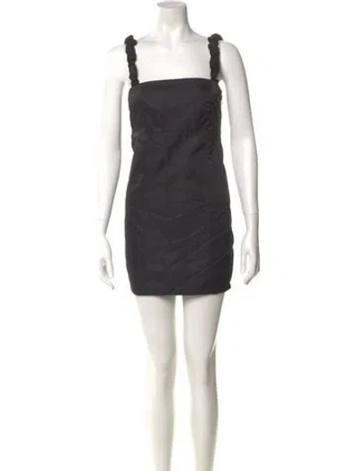 Pre-owned Ganni Square Neckline Mini Dress In Gray