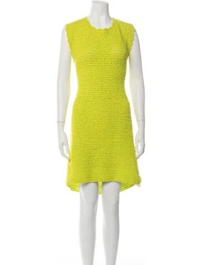 Pre-owned Ganni Square Neckline Mini Dress In Green