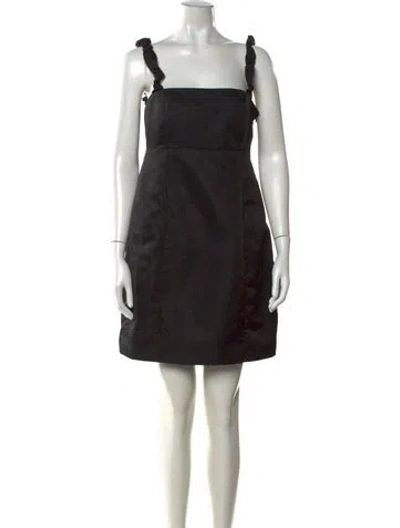 Pre-owned Ganni Square Neckline Mini Dress W/ Tags In Black