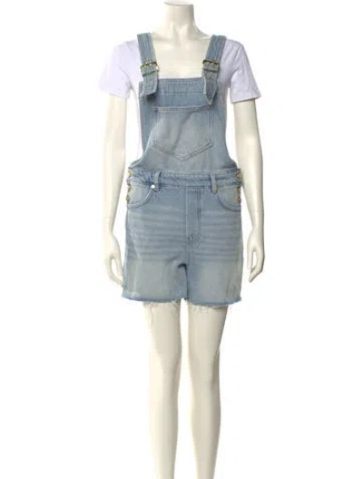 Pre-owned Ganni Square Neckline Romper In Blue