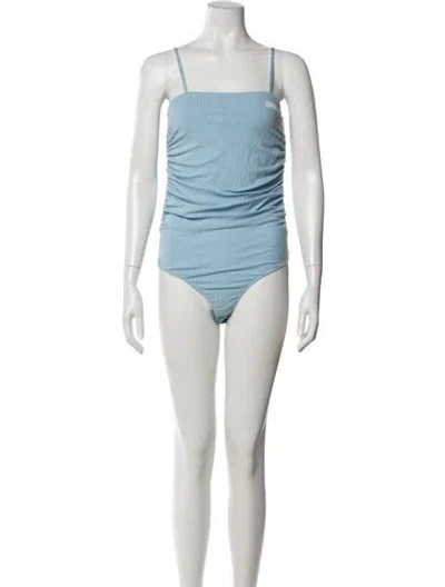 Pre-owned Ganni Square Neckline Sleeveless Bodysuit In Blue